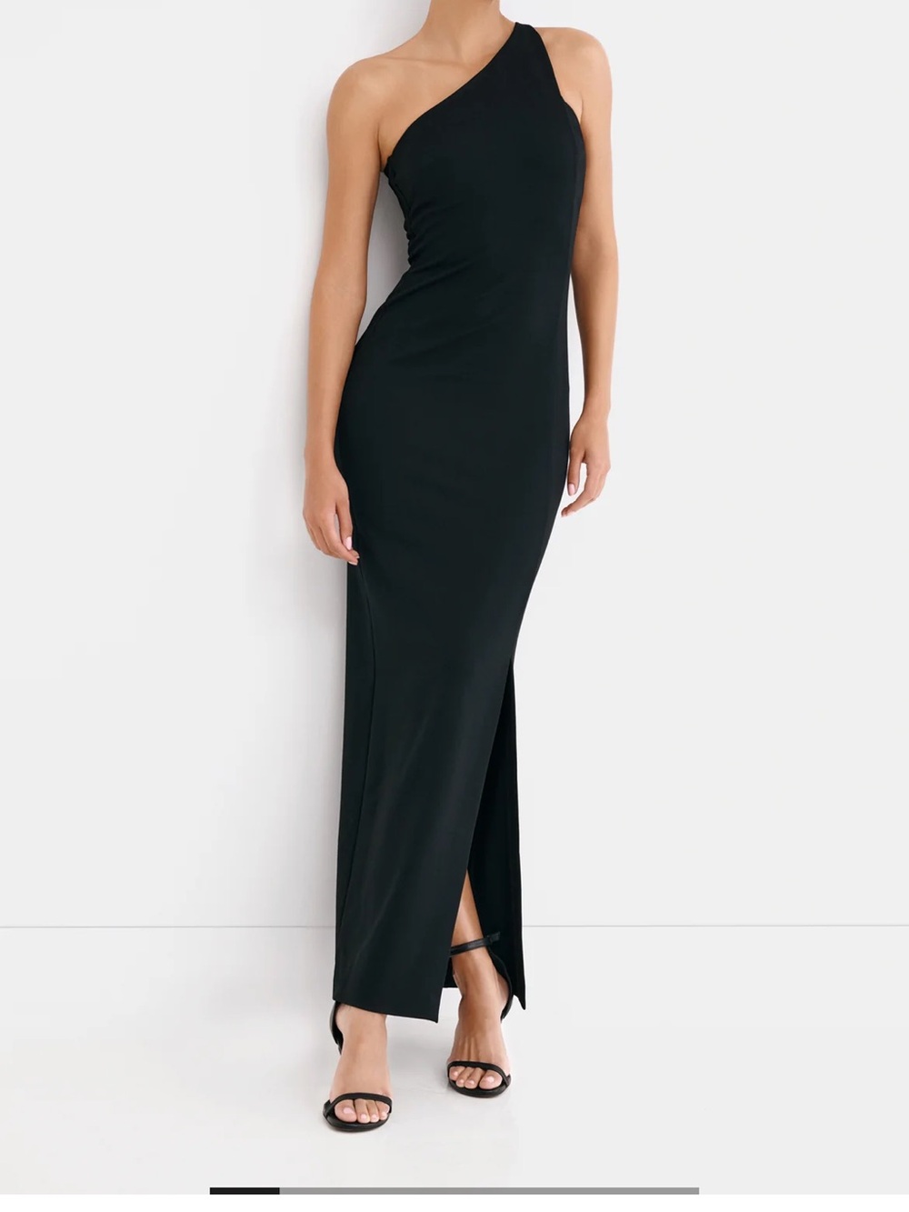 Marcella One-Shoulder Black Maxi Dress